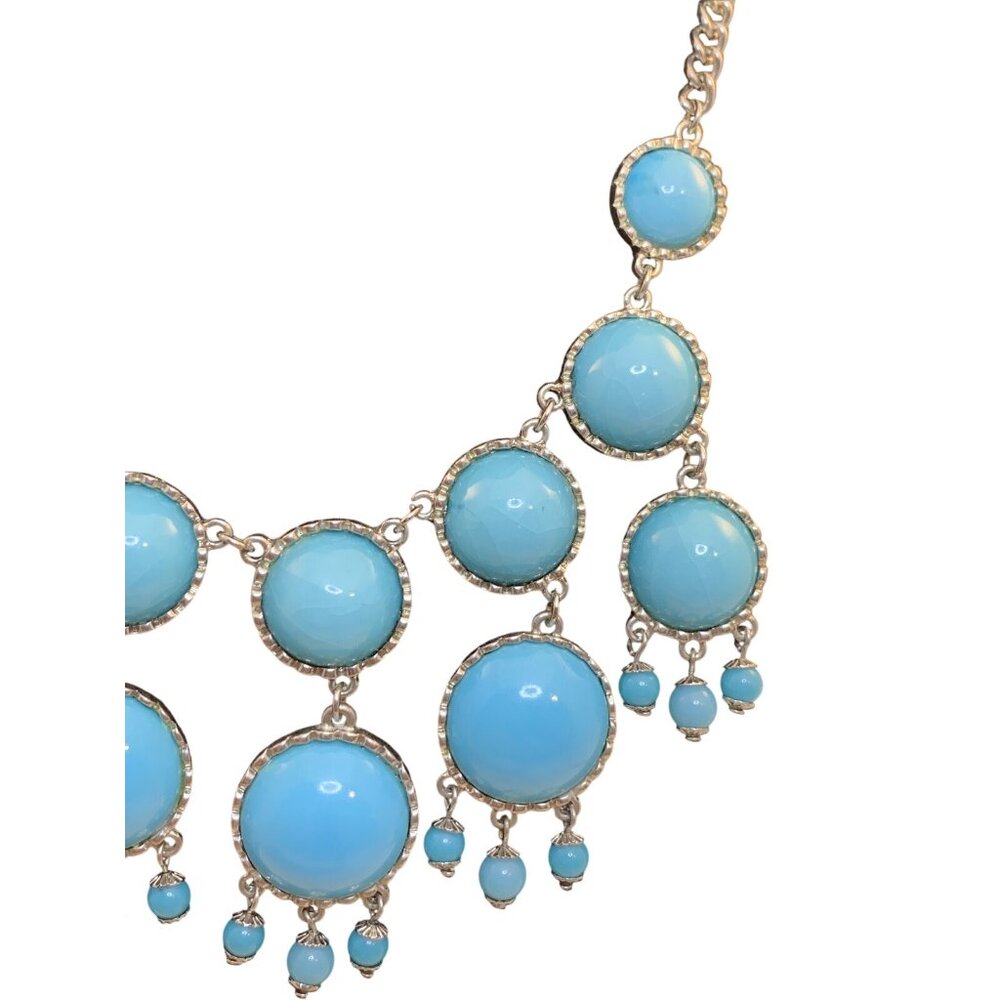 Vintage Faux Turquoise Cabochon Chandelier Statement Necklace (1890) - Picture 3 of 6
